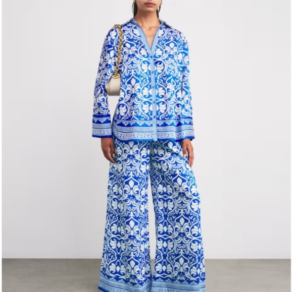 Alice + Olivia Kiva Oversized Mixed Print Shirt - Picture 10 of 11